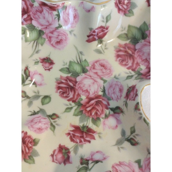 La Dolce Vita Leaf DISH Candy Spoon Pink Red Roses GOLD Trim Handle Valerie - Picture 2 of 11